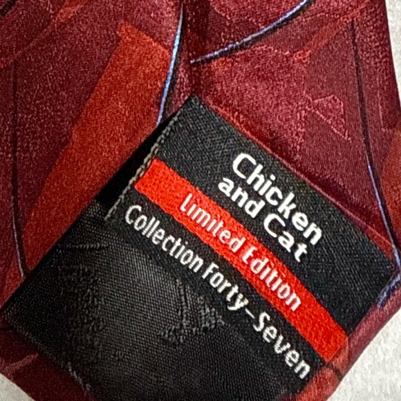 J. Garcia “Chicken and Cat” Limited Edition Silk Tie – Collection 47 – Red - Picture 4 of 4